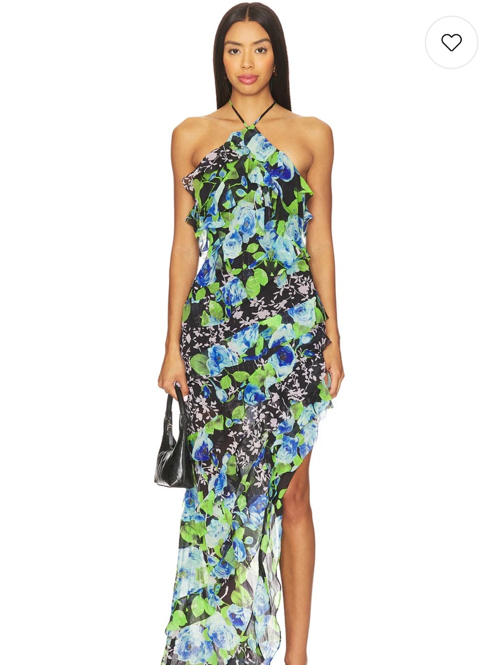ELLIATT Briony Asymmetrical Maxi Dress in Black Multi